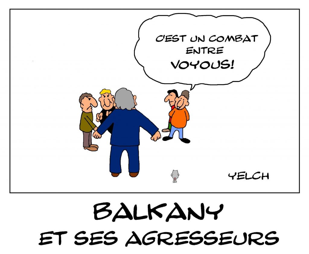 dessin de Yelch sur l’agression de Patrick Balkany