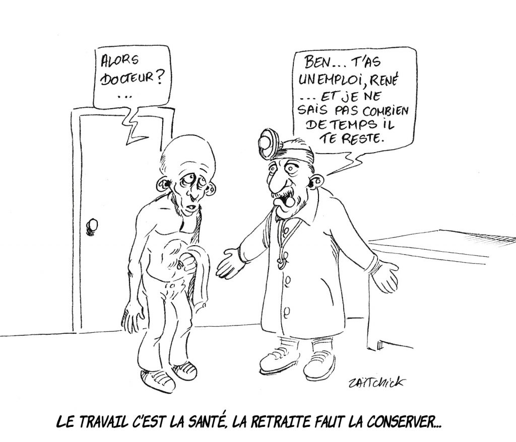 dessin humoristique de Zaïtchick sur la réforme des retraites