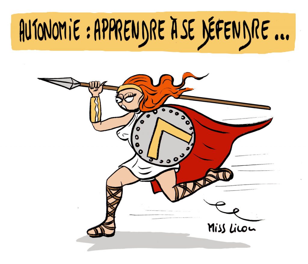 dessin de Miss Lilou sur l’autonomie et la nécessité d’apprendre à se défendre