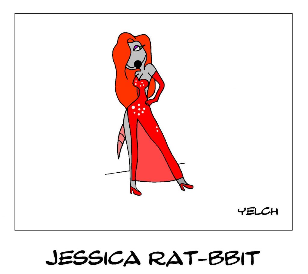 dessin de Yelch sur Jessica Rabbit, héroïne du film Qui veut la peau de Roger Rabbit