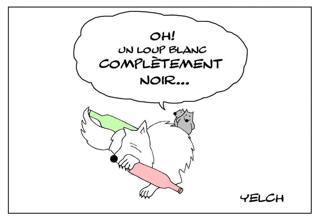 dessin de Yelch sur les loups blancs et l’alcoolisme