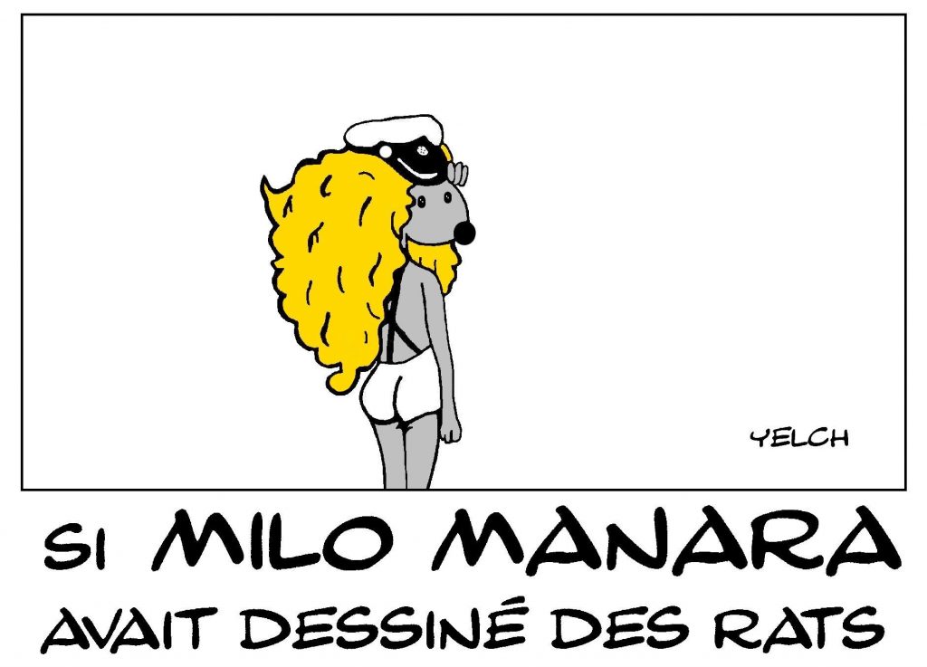 dessin de Yelch sur le dessinateur Milo Manara