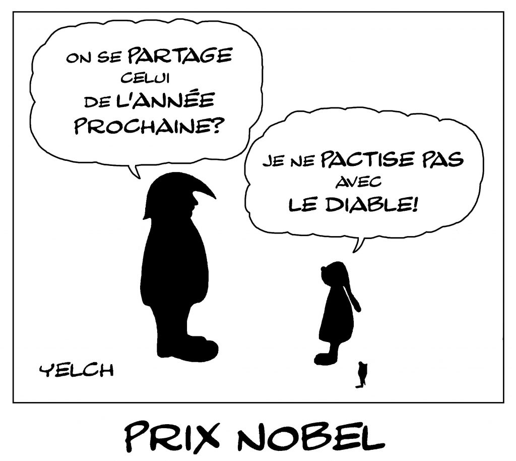 dessin de Yelch sur le prix Nobel de la Paix, Greta Thunberg et Donald Trump