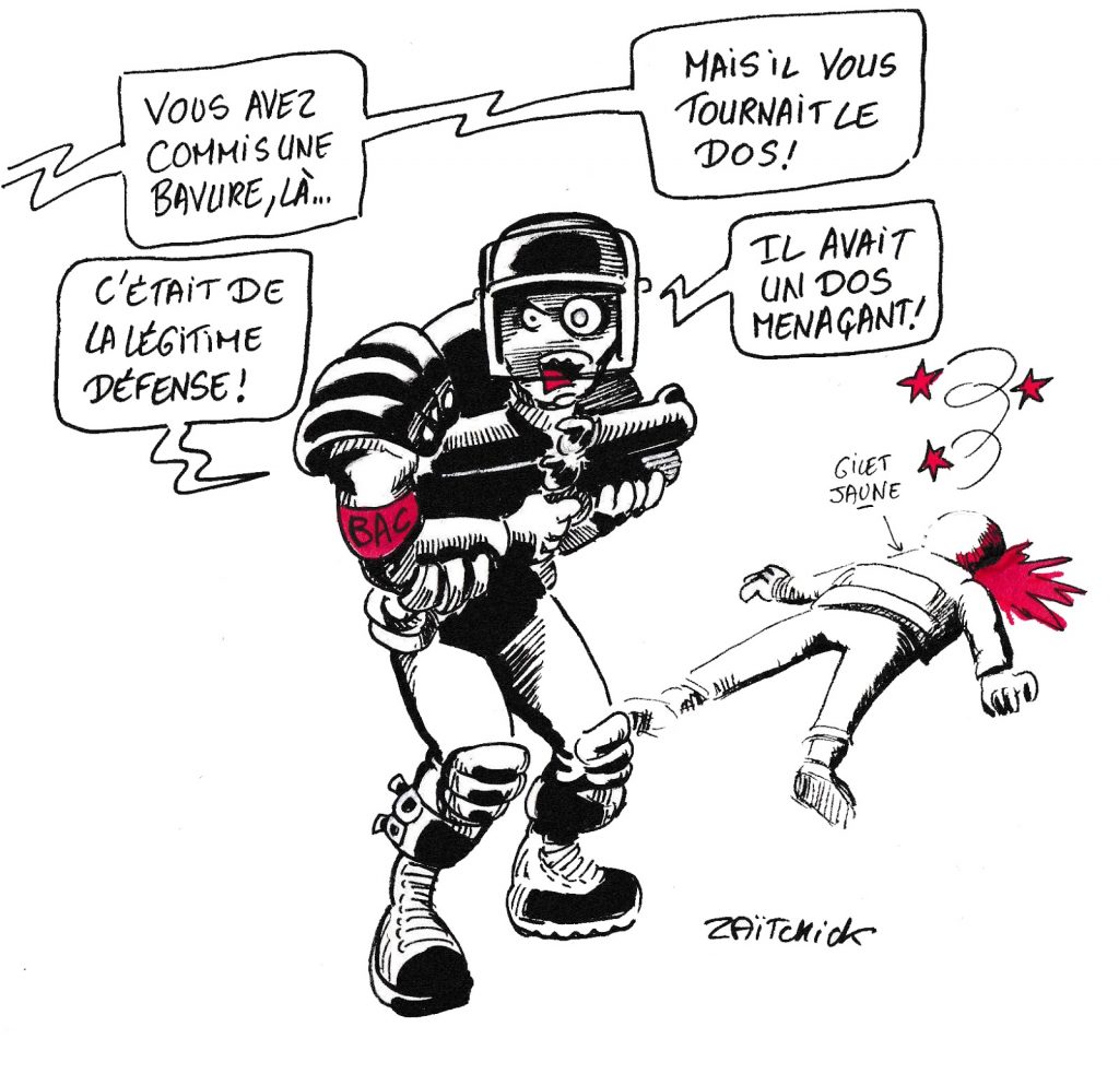 dessin de Zaïtchick sur la violence policière anti-gilets jaunes