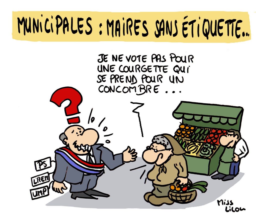 dessin de Miss Lilou sur les élections municipales et les maires sans étiquette