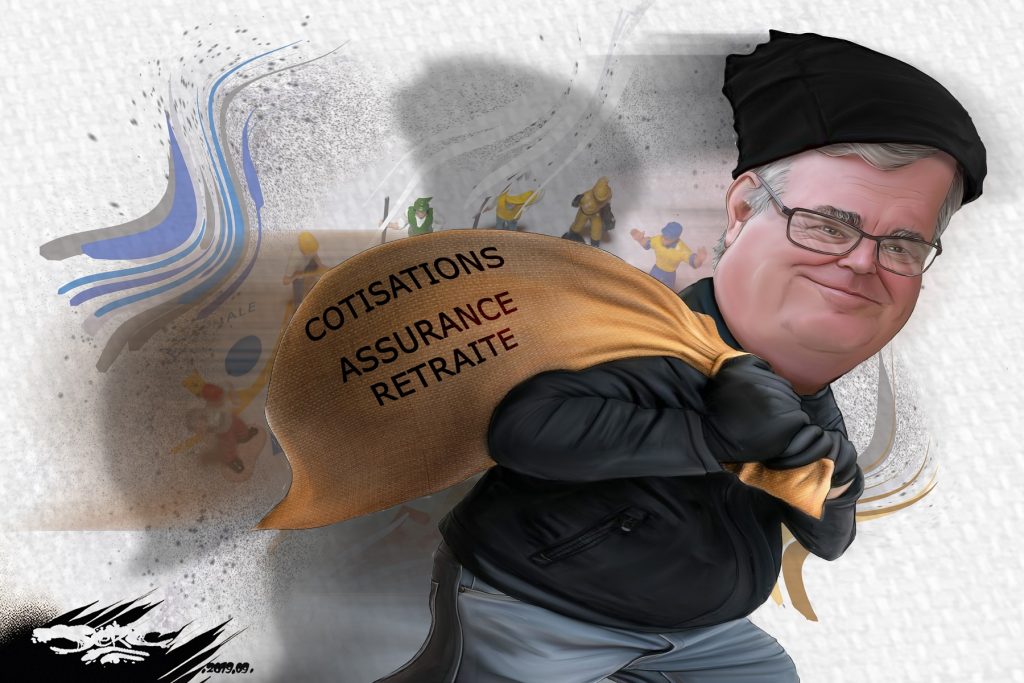 dessin d’actualité humoristique de Jerc sur la réforme des retraites et Jean-Paul Delevoye, haut-commissaire aux retraites