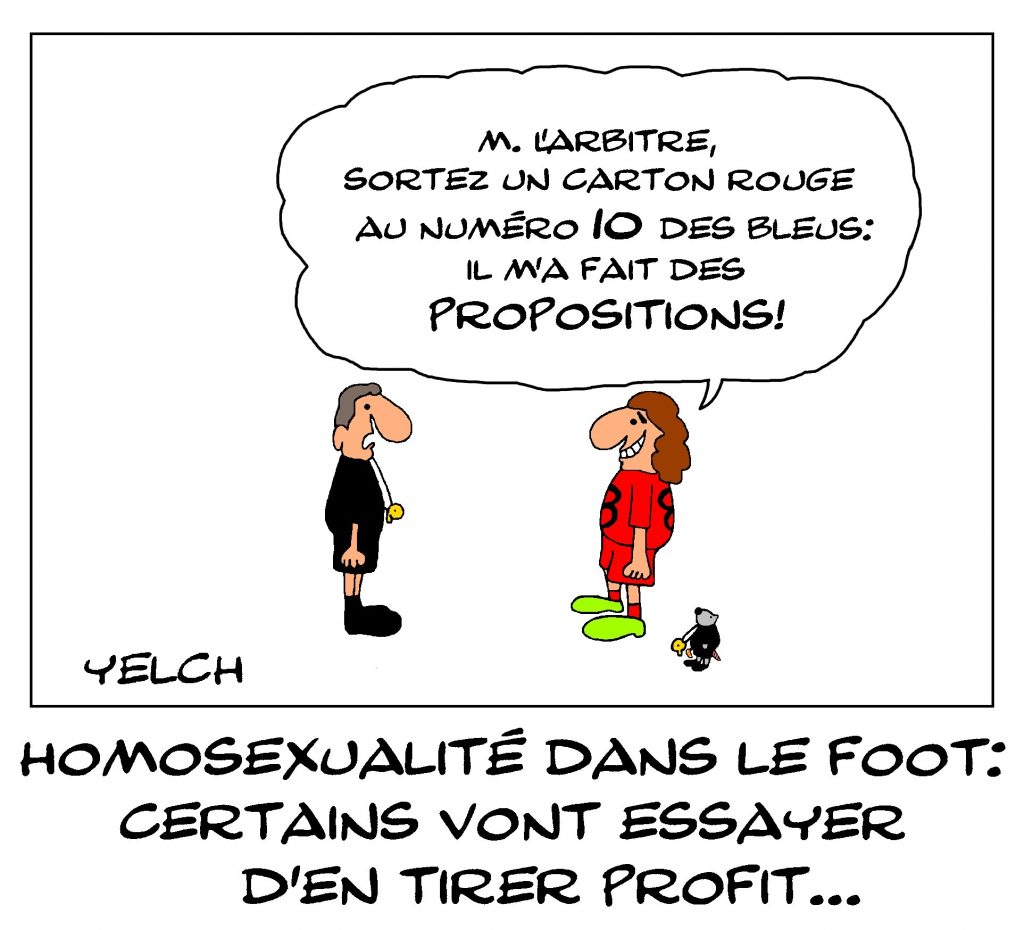 dessin de Yelch sur l’homosexualité dans le milieur footballistique