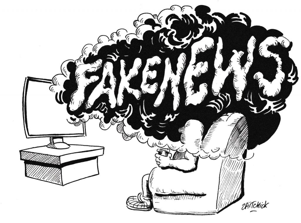dessin de Zaïtchick sur la propagande dispensée par les médias officiels