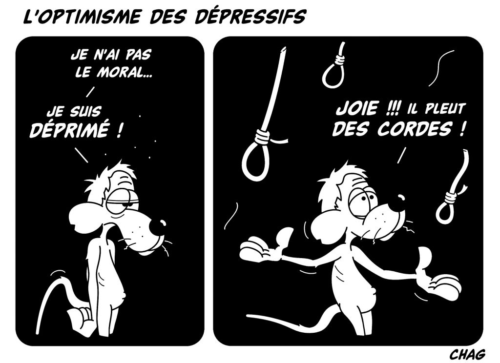 dessin d'humour de Chag sur les dépressifs et les optimistes