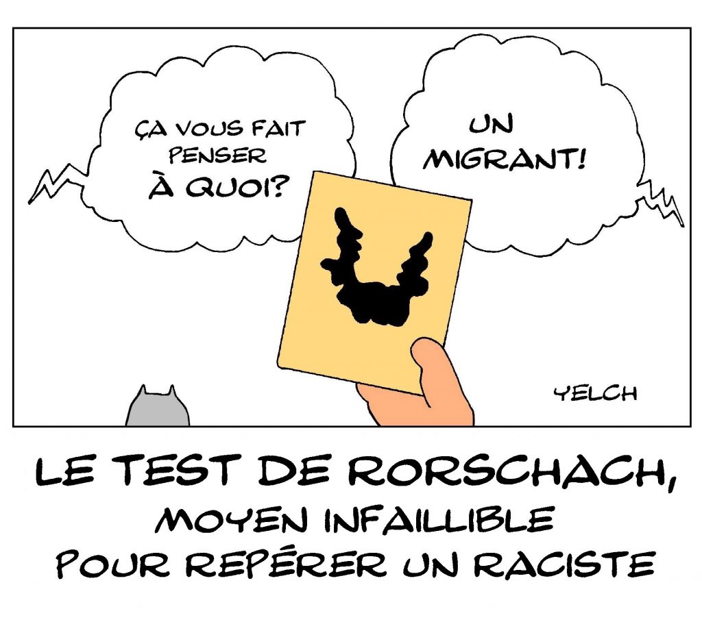 dessin de Yelch sur le test de Rorschach et les racistes