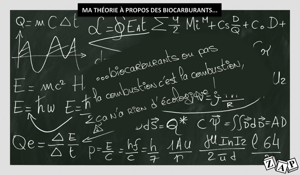 dessin d'actualité de Zap sur les biocarburants