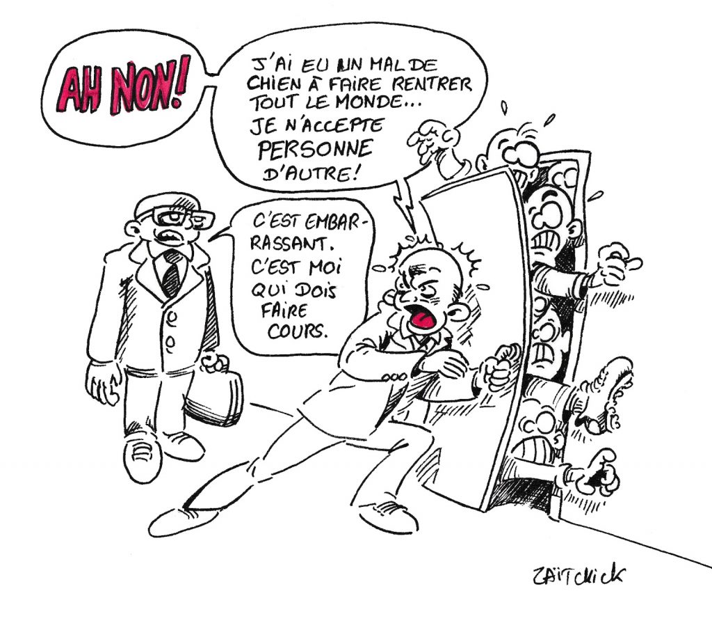 dessin de Zaïtchick sur l’Éducation Nationale et les classes surchargées