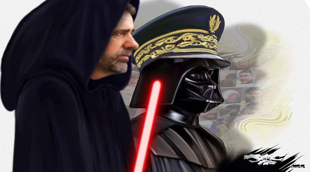 dessin d’actualité humoristique de Christophe Castaner et Didier Lallement version Star Wars