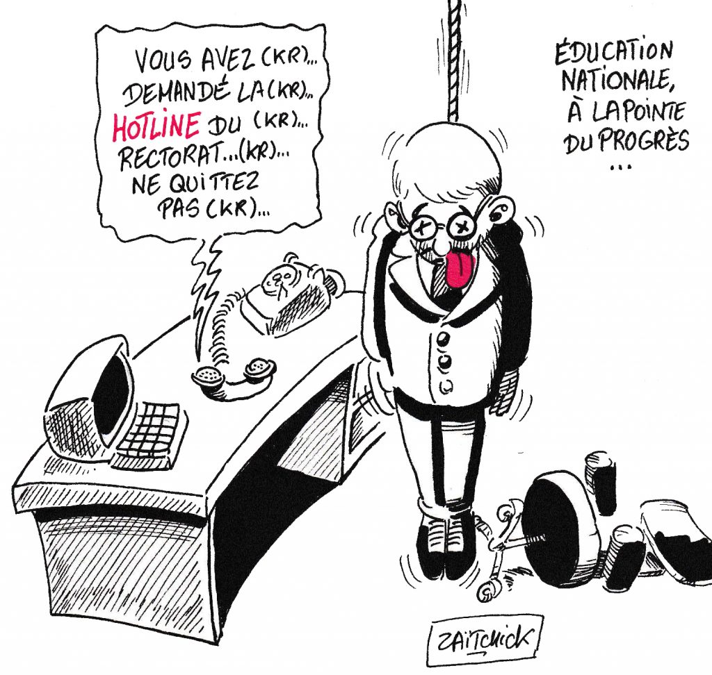 dessin de Zaïtchick sur les suicides au sein de l’Éducation Nationale