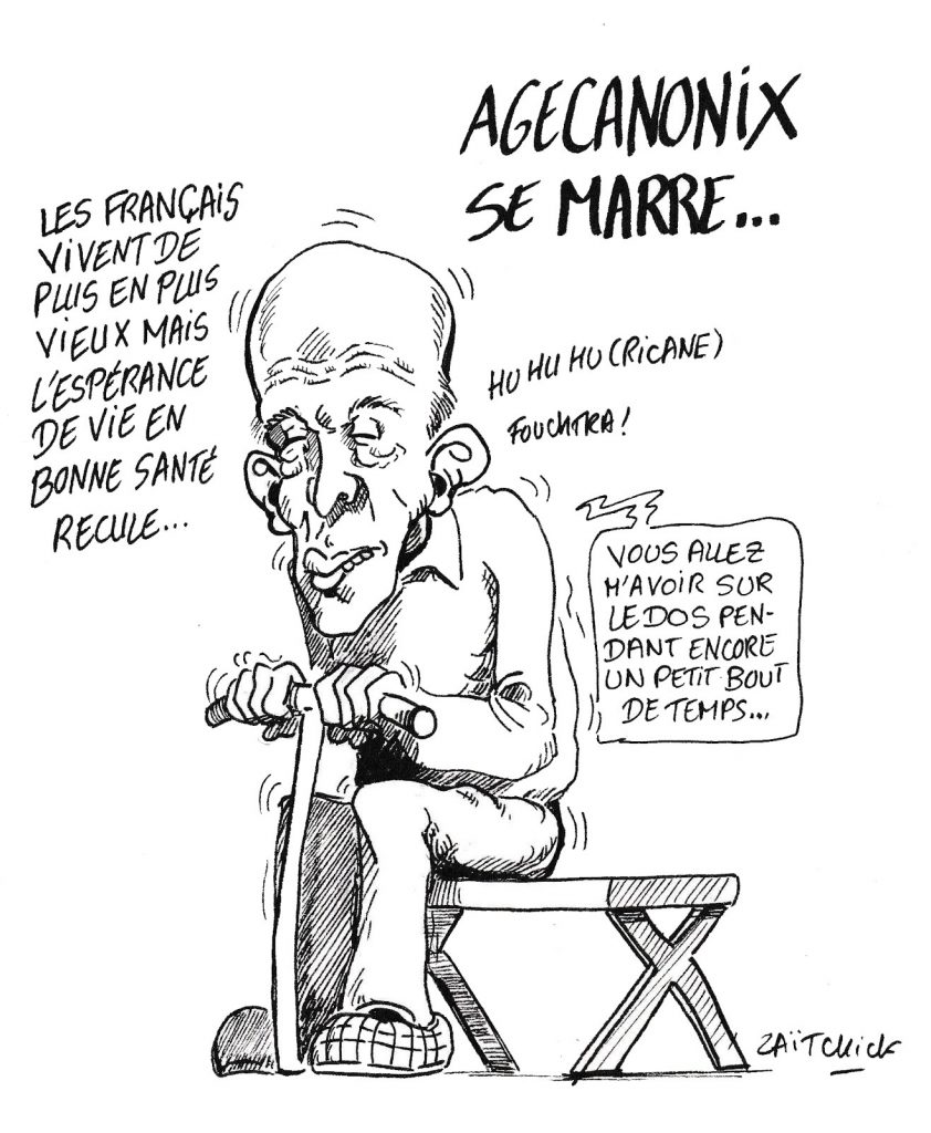 dessin de Zaïtchick sur l’espérance de vie des français et Valéry Giscard d'Estaing