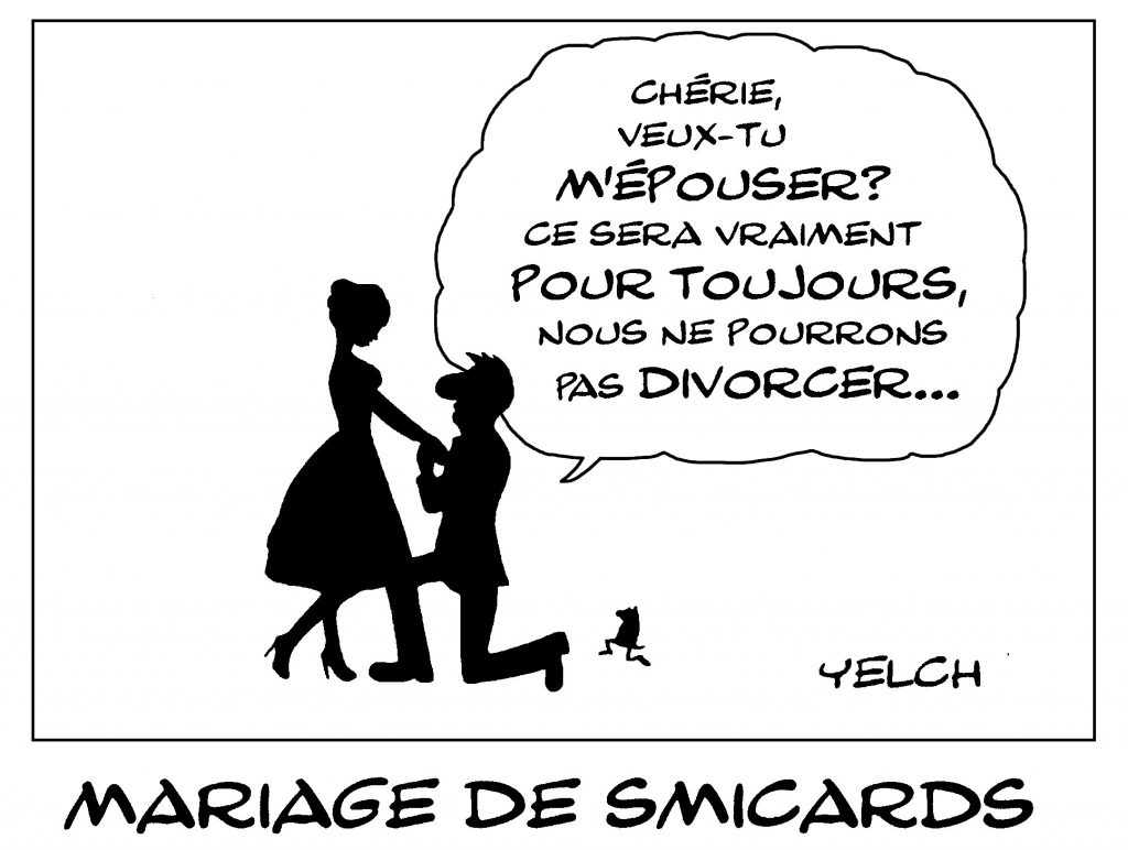 dessin de Yelch sur les réflexions choquante de Julie Graziani à une divorcée au Smic mère de deux enfants