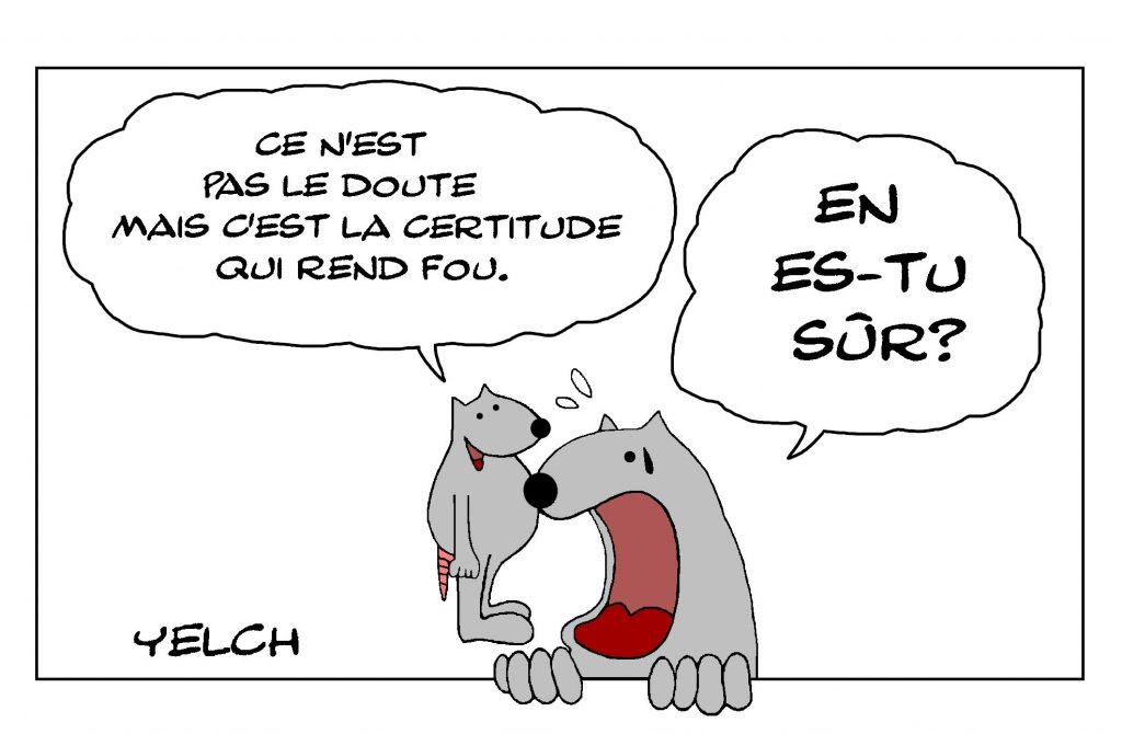 dessin de Yelch sur le doute et la certitude