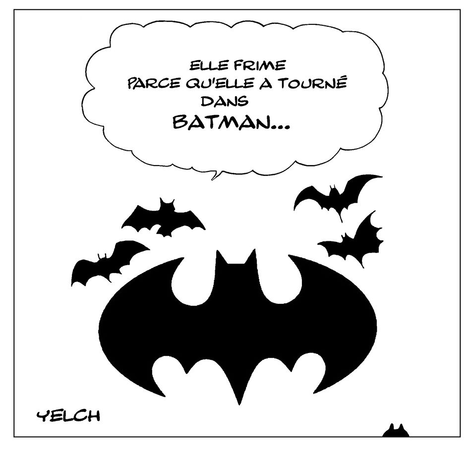 dessin de Yelch sur la chauve-souris de Batman