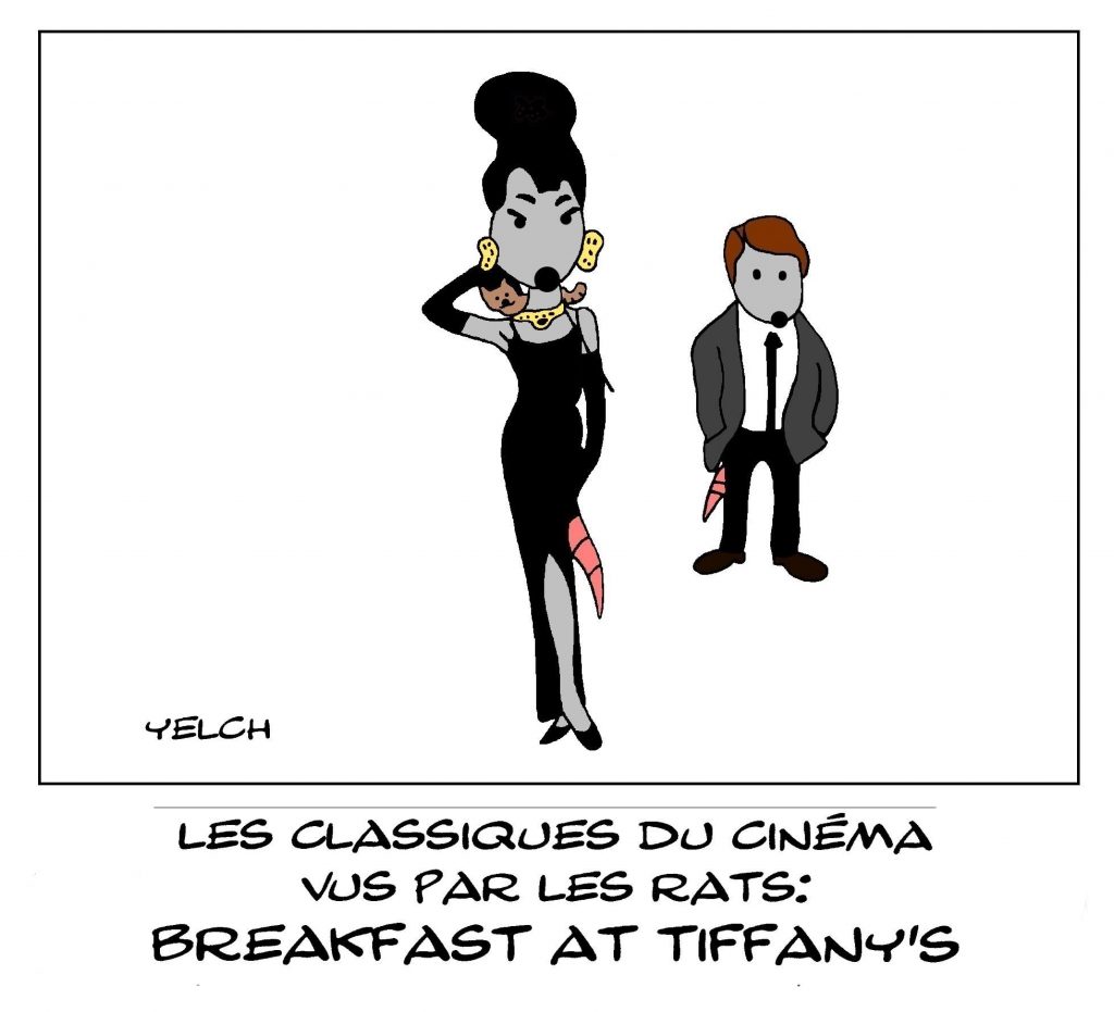 dessin de Yelch sur les classiques du cinéma et Breakfast at Tiffany’s