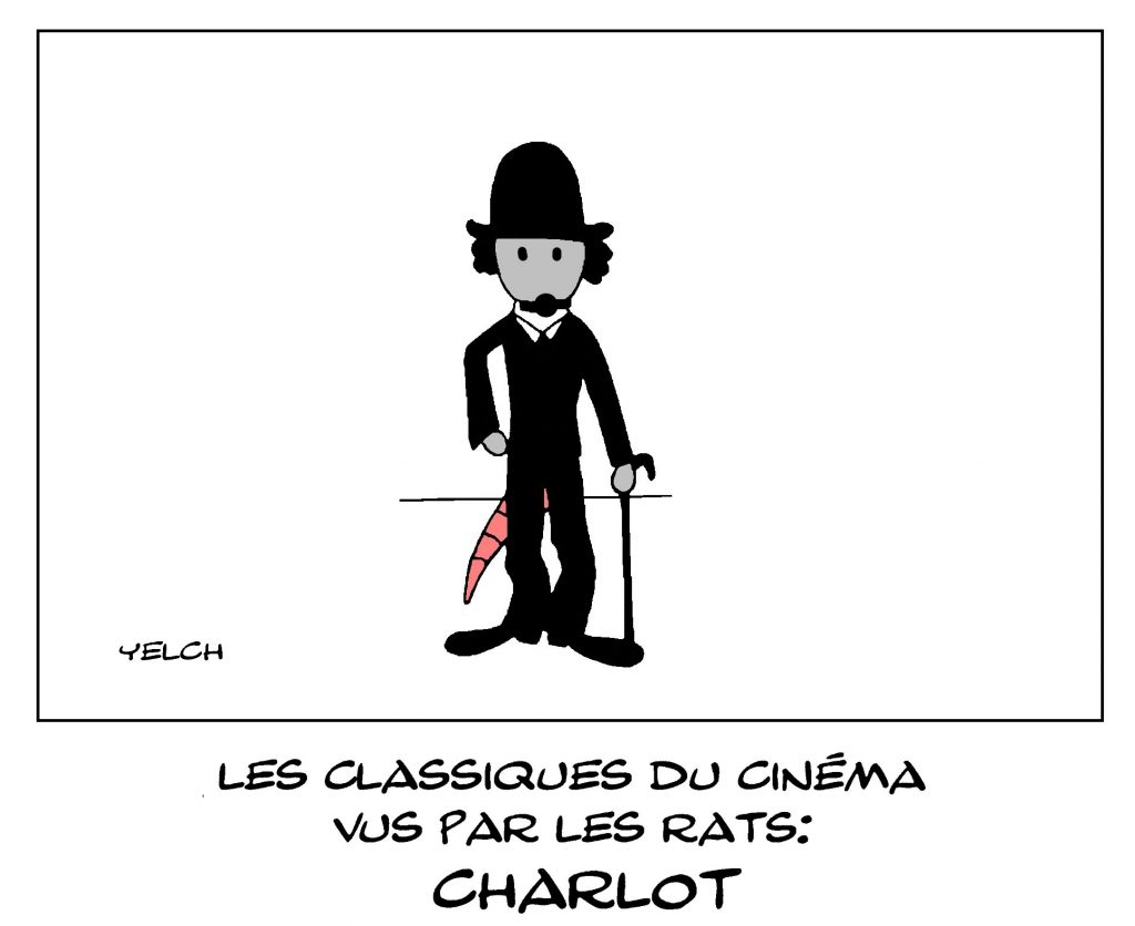 dessin de Yelch sur les classiques du cinéma et Charlot