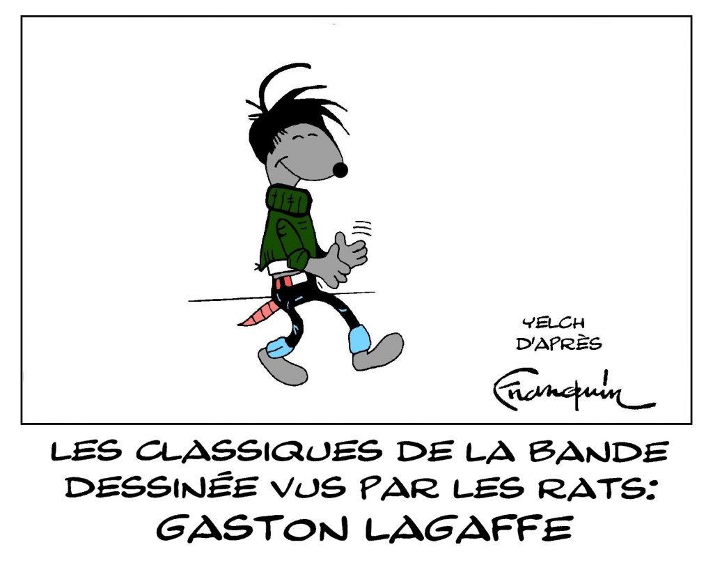 dessin de Yelch sur Gaston Lagaffe