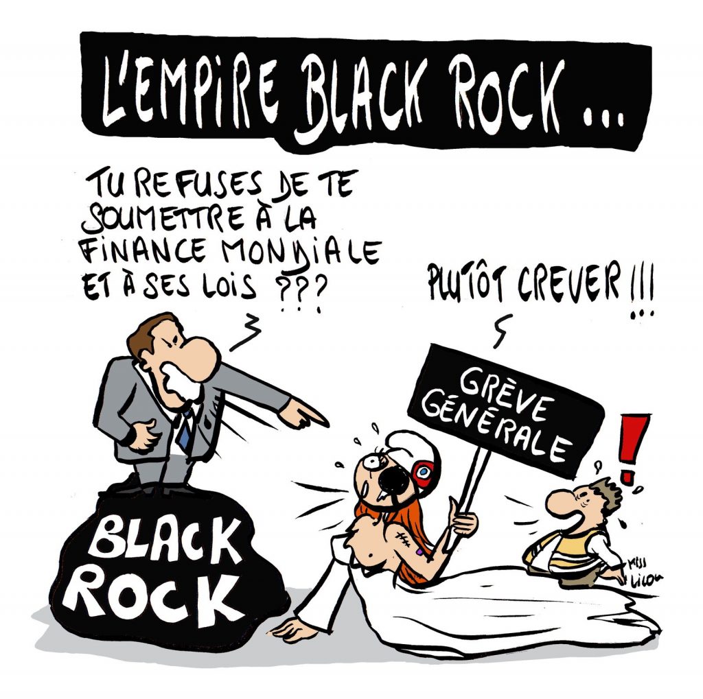 dessin de Miss Lilou sur la réforme des retraites et l’empire Black Rock