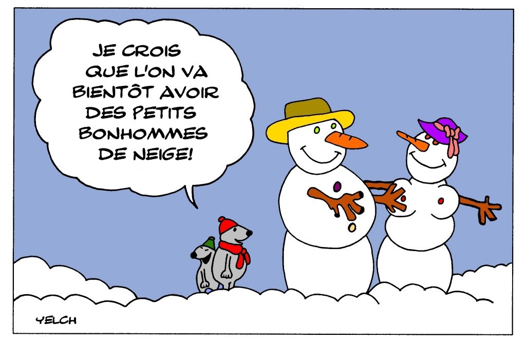 dessin de Yelch sur les bonhommes de neige