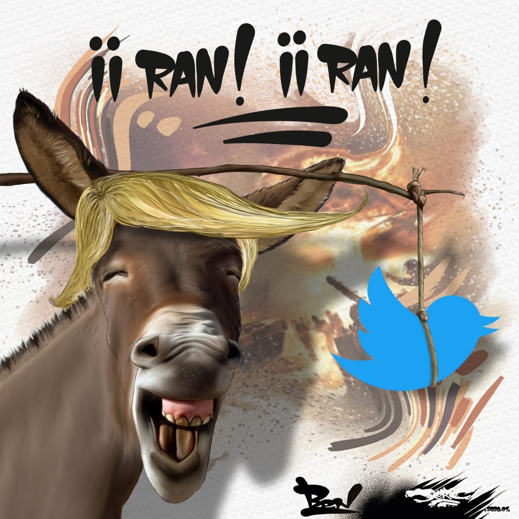 dessin d’actualité humoristique de Jerc sur les tensions entre l’Iran et les États-Unis
