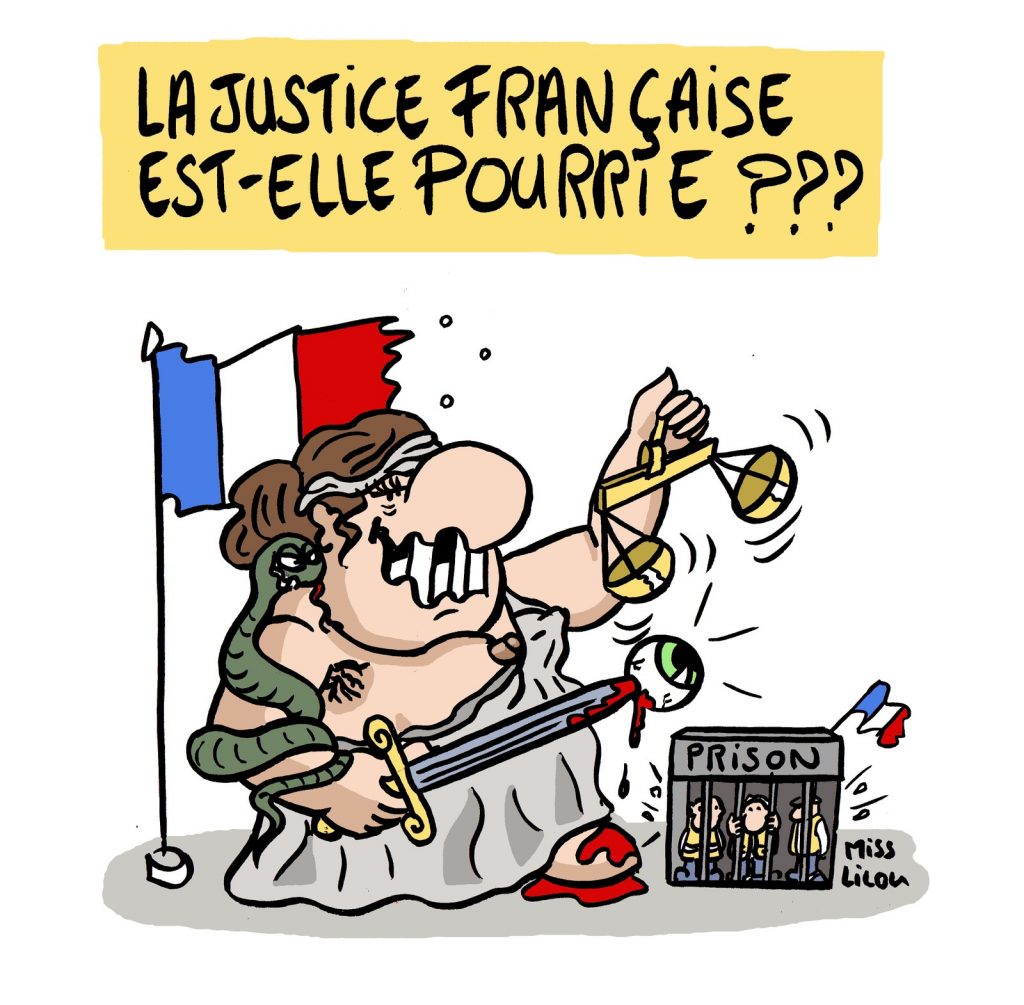dessin de Miss Lilou sur la justice française