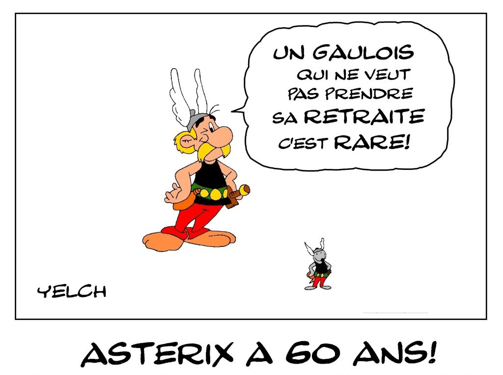 dessin de Yelch sur les soixante ans d’Astérix le gaulois