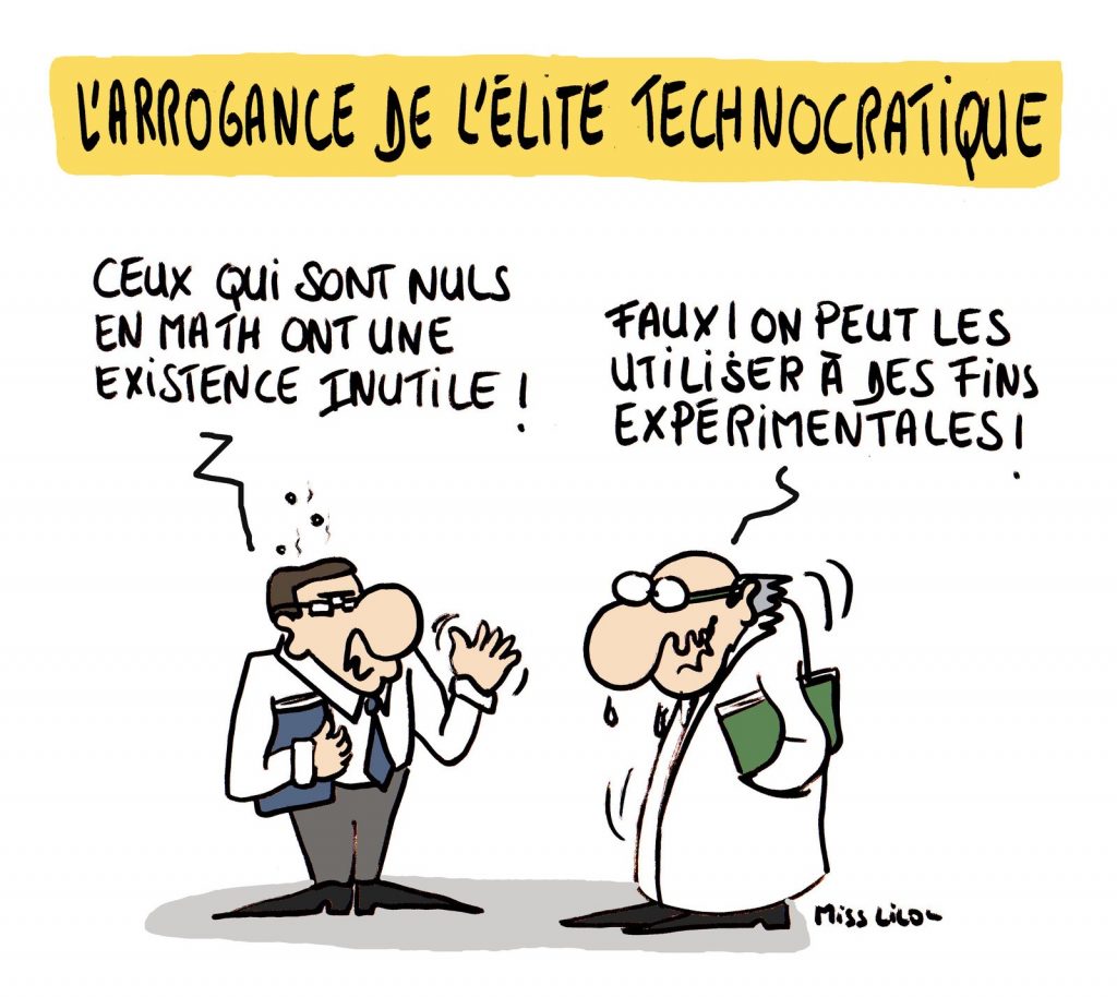 dessin de Miss Lilou sur l’arrogance de l’élite technocratique