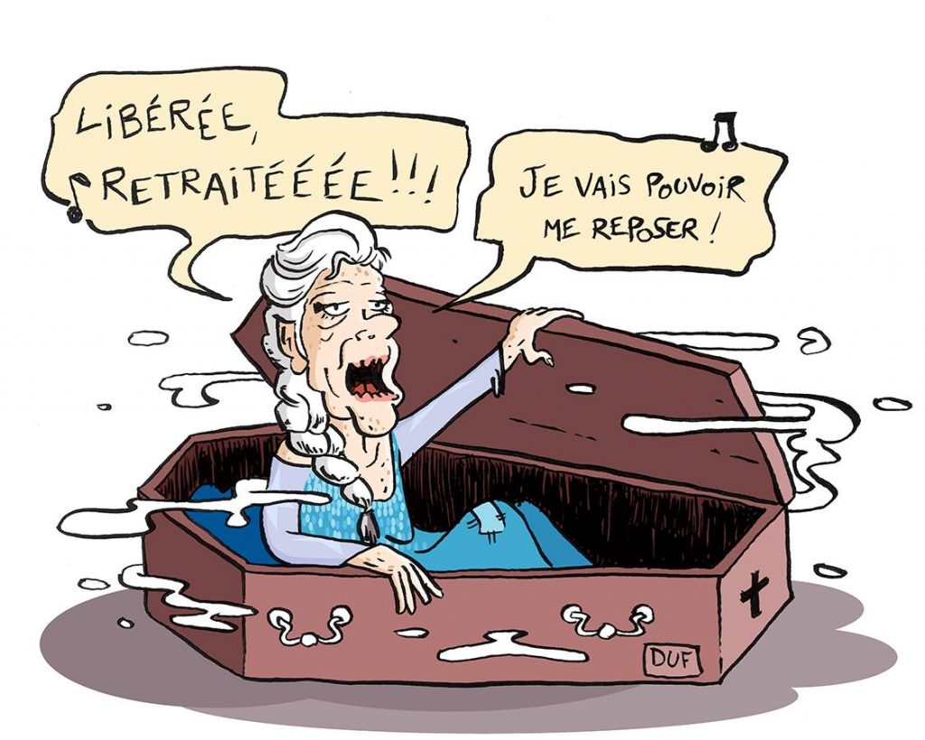 dessin d'actualité humoristique de Duf sur la réforme des retraites