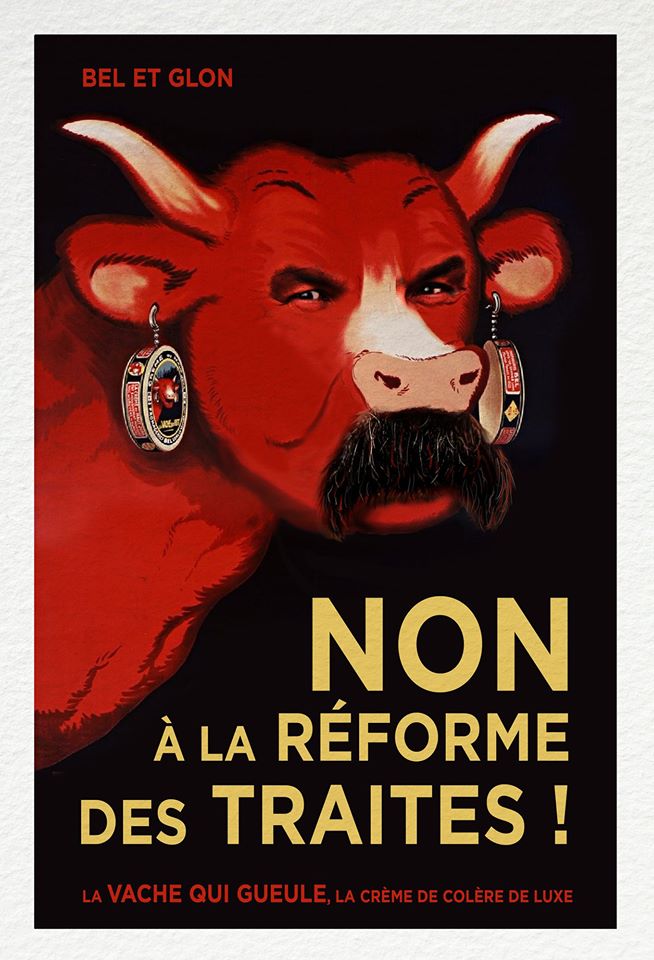 dessin humoristique de Glon sur Philippe Martinez, La Vache Qui Rit et la réforme des retraites