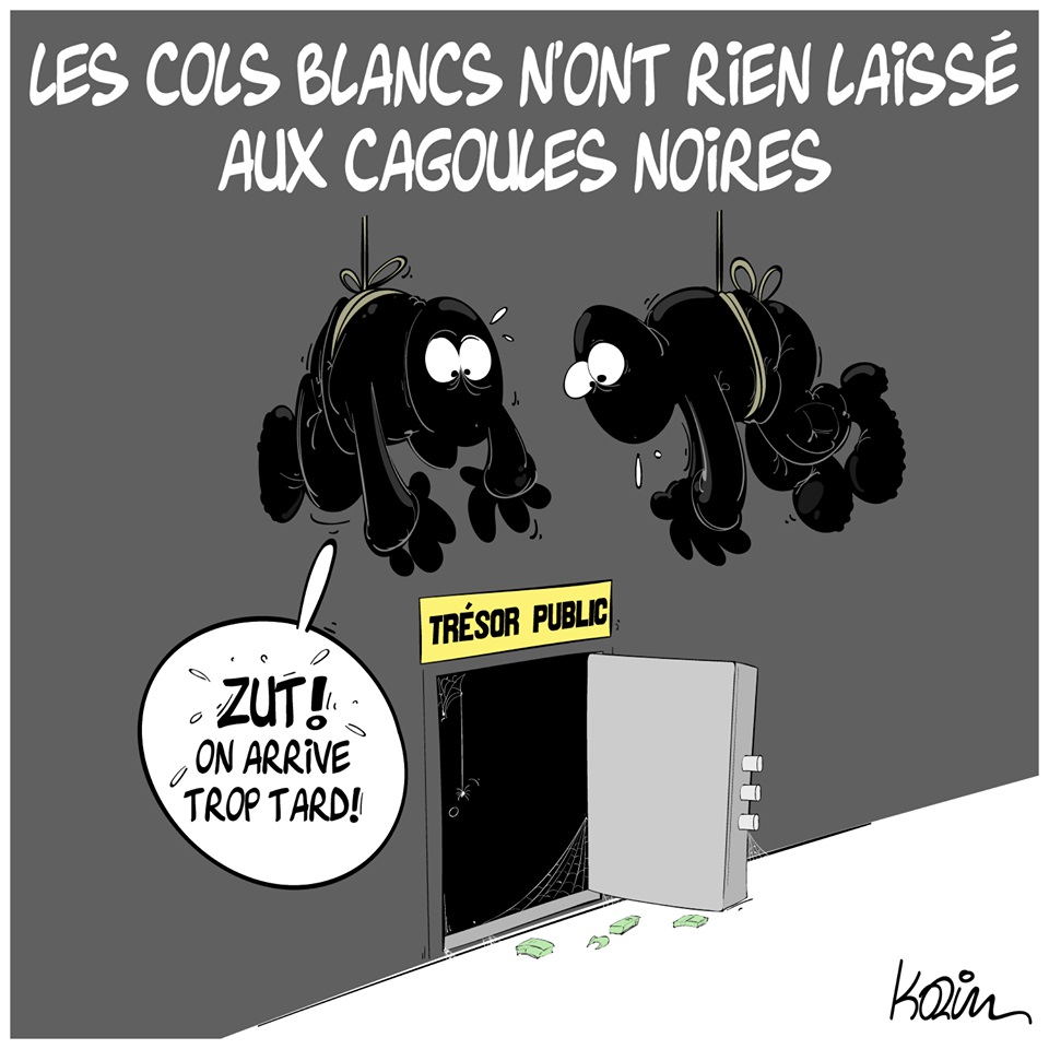 dessin d’actualité humoristique de Karim sur l’état du Trésor Public en Algérie