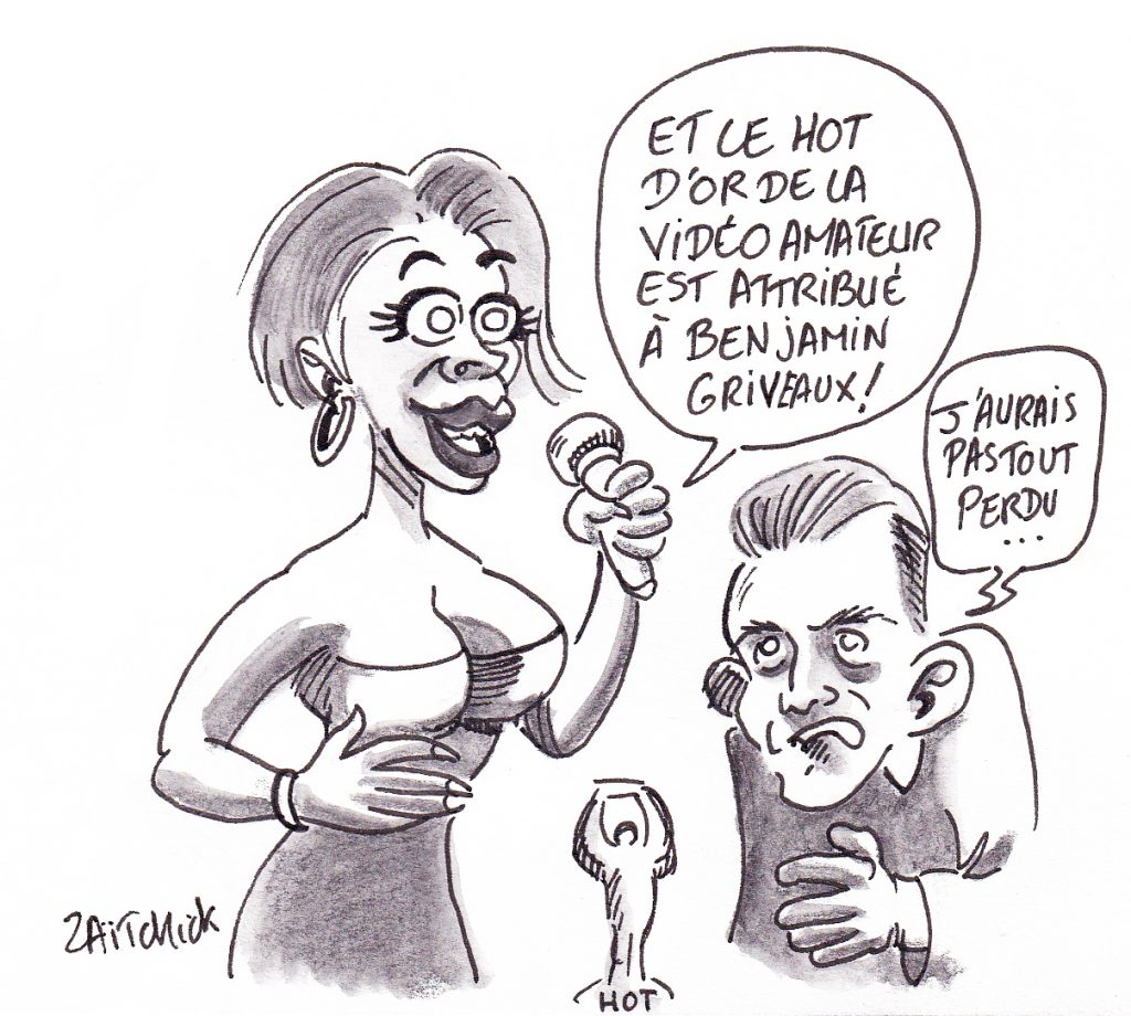 dessin de Zaïtchick sur Benjamin Griveaux récompensé d'un Hot d'or pour sa vidéo