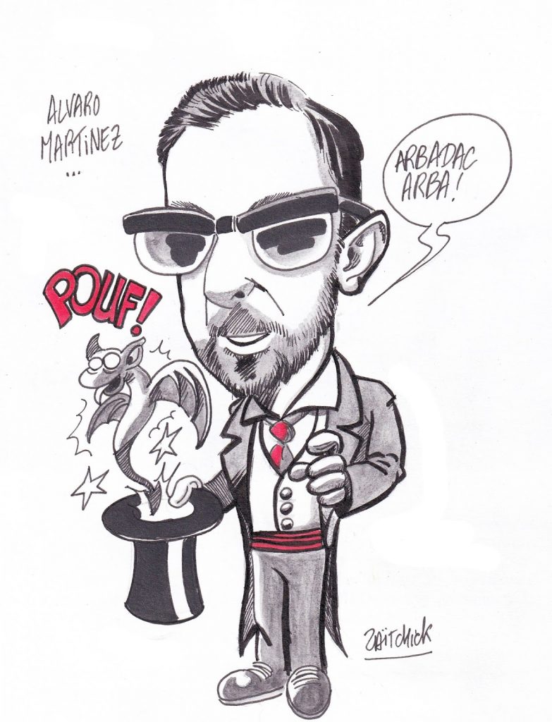 dessin humoristique de Zaïtchick sur la venue d’Alvaro Martinez à Clermont-Ferrand