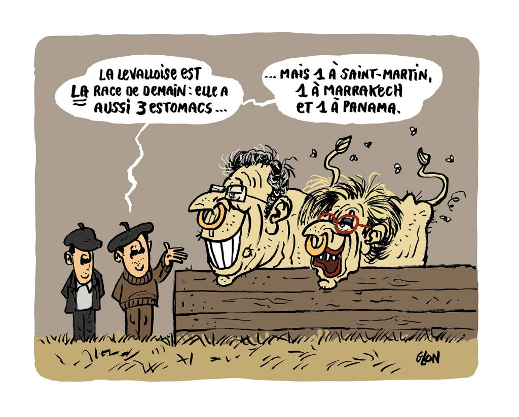 dessin humoristique de Glon sur Patrick Balkany et Isabelle Balkany au Salon de l’Agriculture de Paris