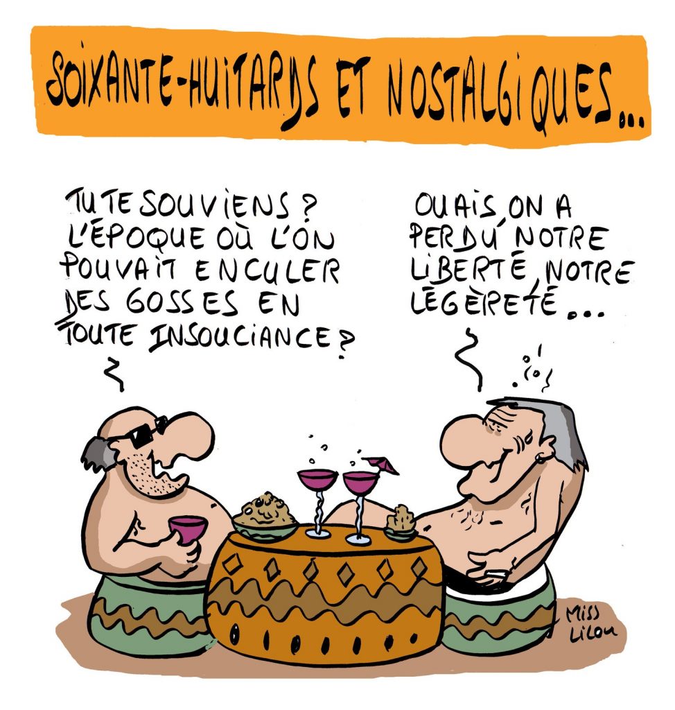 dessin de Miss Lilou sur la pédophilie impunie chez les soixante-huitards