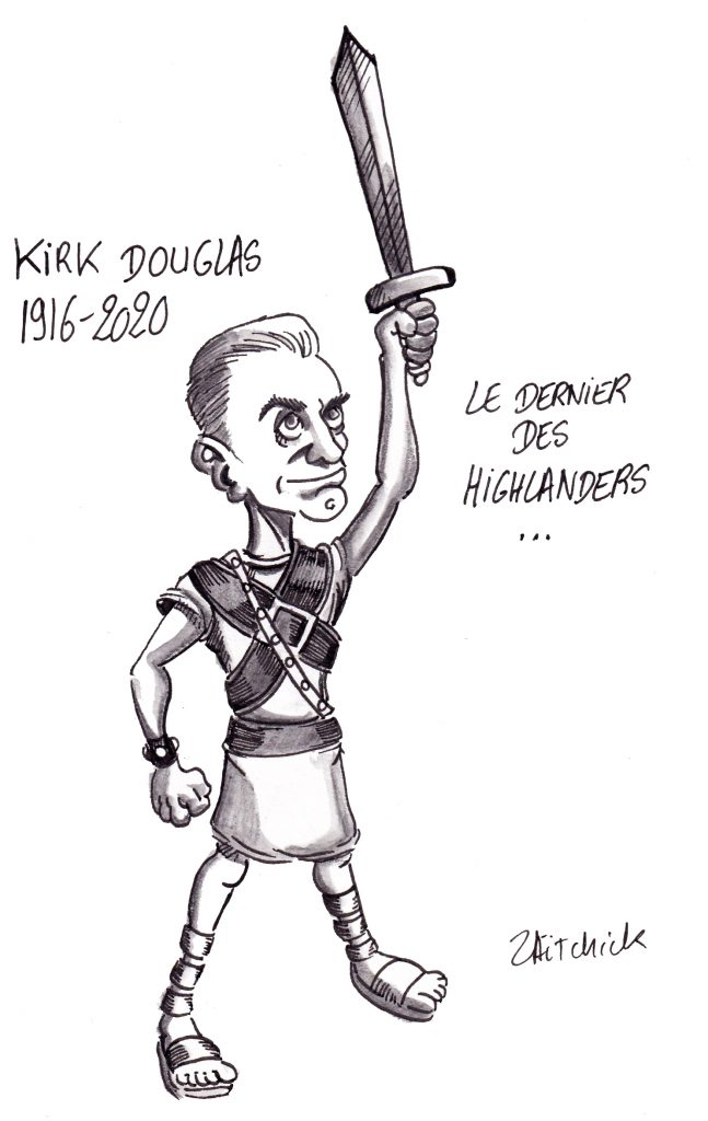 dessin humoristique de Zaïtchick sur la disparition de Kirk Douglas