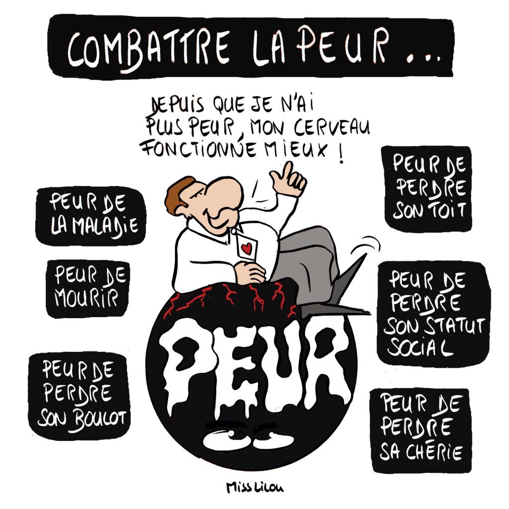 dessin de Miss Lilou sur le développement personnel et le combat contre la peur