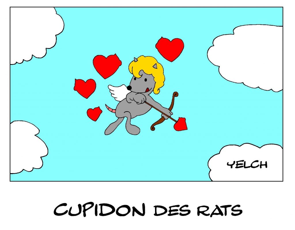 dessin de Yelch sur l’amour, la Saint-Valentin et Cupidon