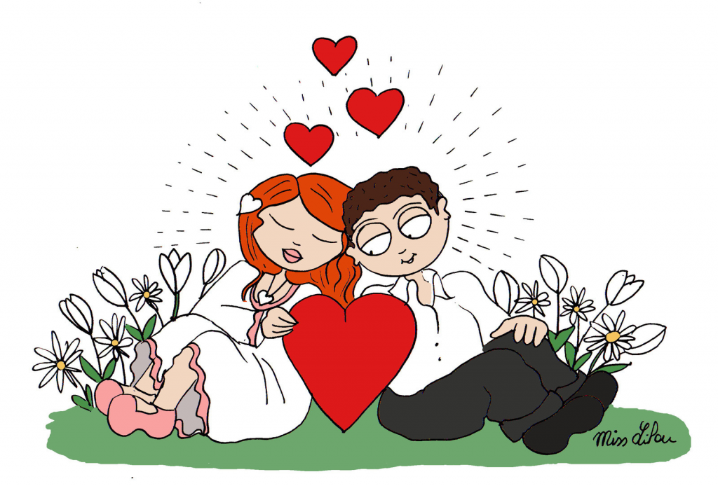 dessin de Miss Lilou sur les amoureux et la Saint Valentin