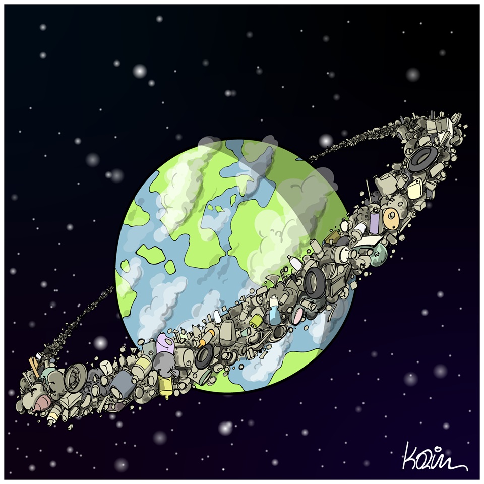 dessin d’actualité humoristique de Karim sur la pollution