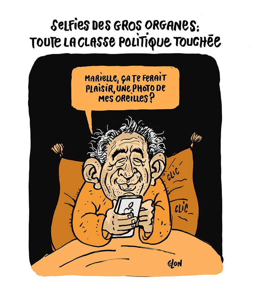 dessin humoristique de Glon sur la sextape de François Bayrou et les sextos de gros organes