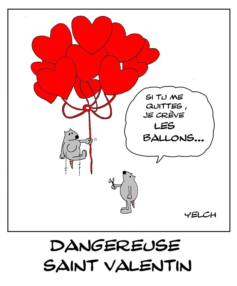 dessin de Yelch sur les amoureux et la Saint Valentin