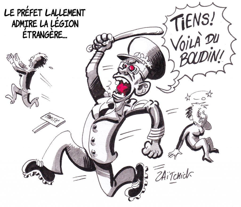 dessin de Zaïtchick sur Didier Lallement et les violences policières contre les manifestations féministes du 8 mars