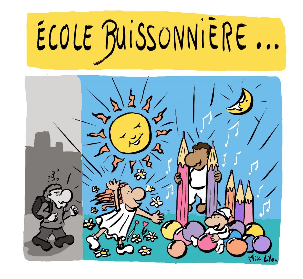 dessin de Miss Lilou sur l’épidémie de coronavirus Covid-19 et la fermeture des écoles