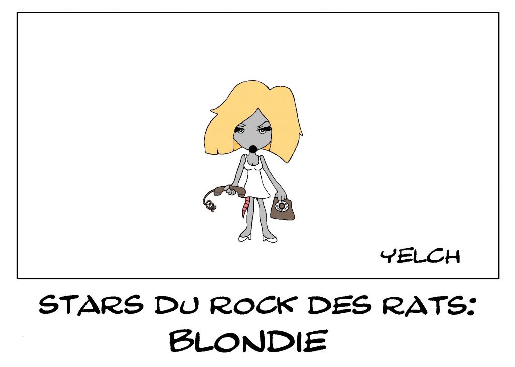 dessin de Yelch sur Blondie et la chanson Hanging on the Telephone