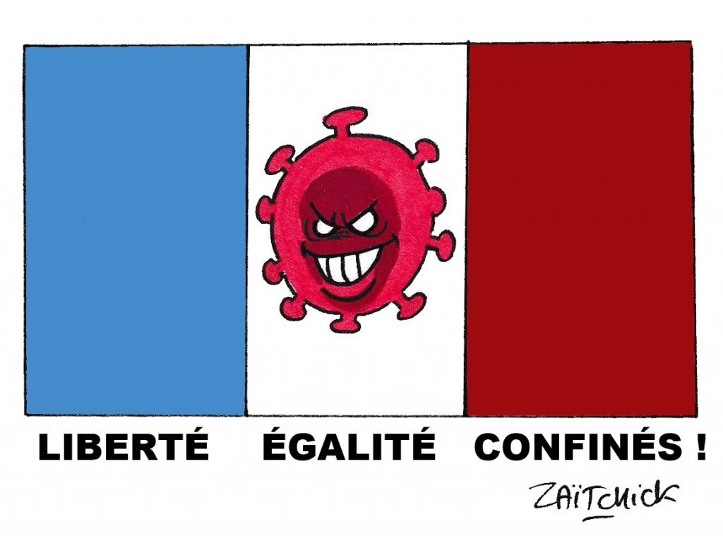 dessin de Zaïtchick sur l’épidémie de Covid-19 et le confinement en France