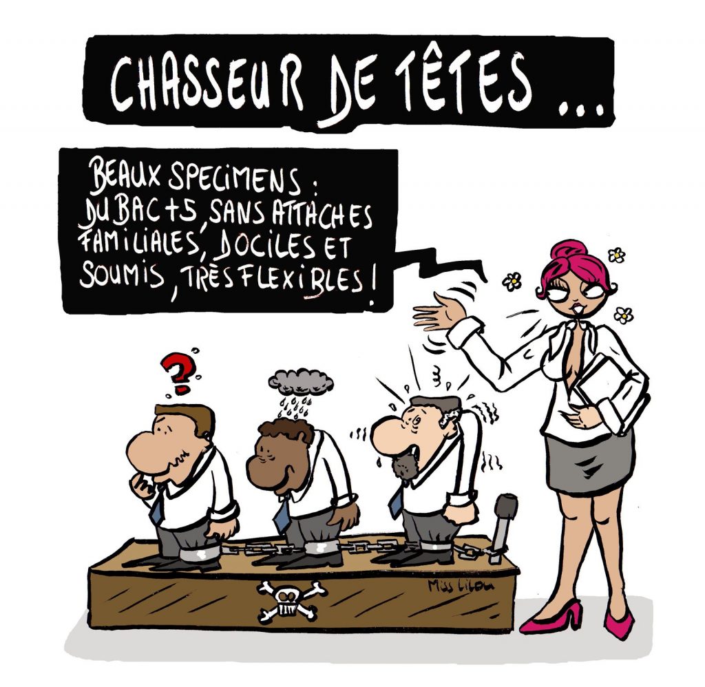 dessin de Miss Lilou sur les chasseurs de têtes et les jeunes diplômés